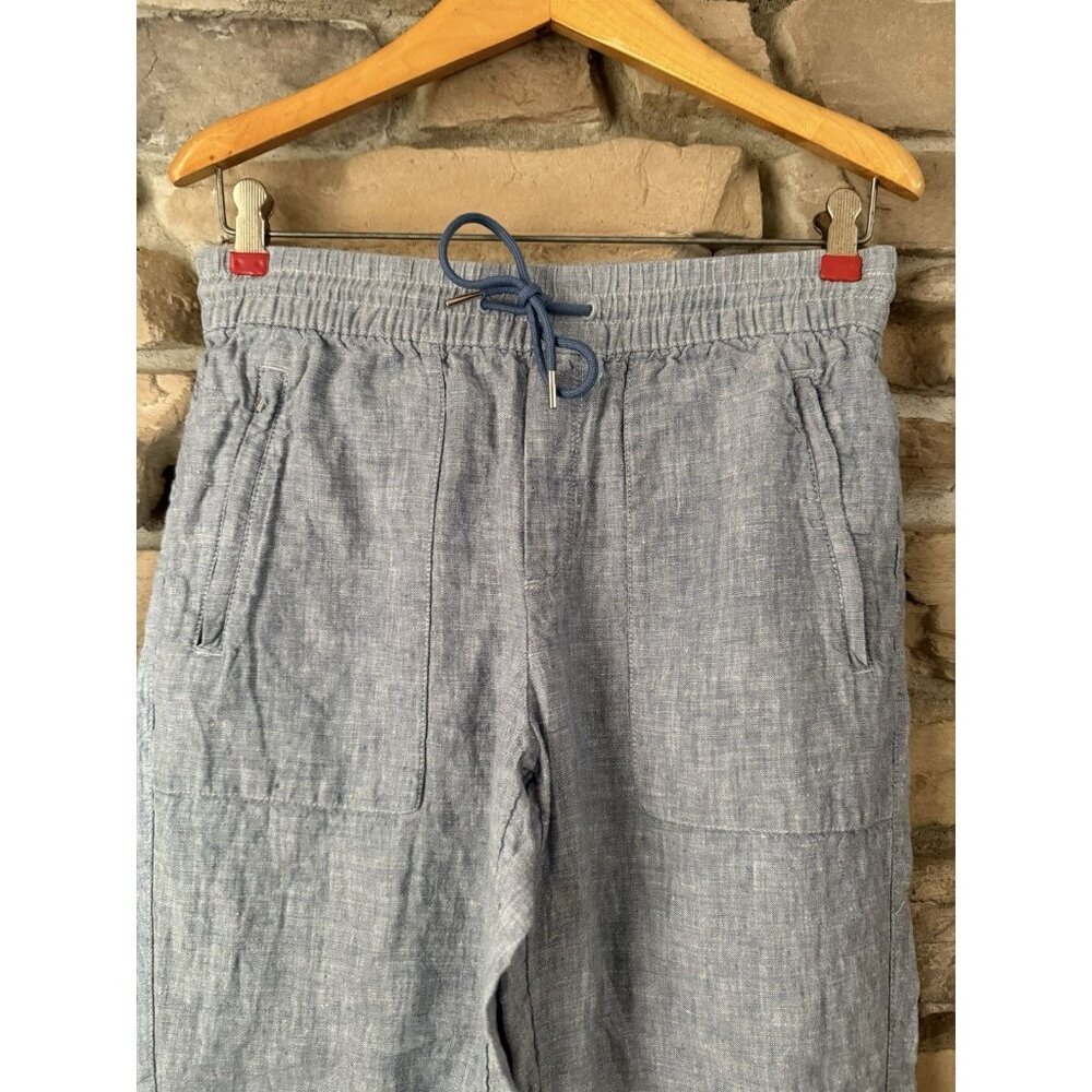 Athleta Cabo Joggers Women’s 4P Chambray Blue Pull-On Pants 100% Linen - Picture 2 of 13